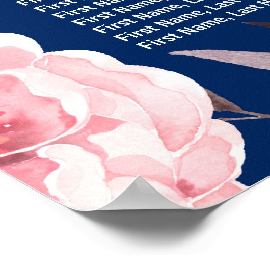 16 Tische Rosa Blumenkreide Hochzeitstabelle Poster (Ecke)