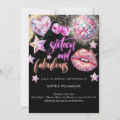 16 und fabelhafte Neondiskos zum Geburtstag Einladung (Vorderseite)