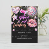 16 und fabelhafte Neondiskos zum Geburtstag Einladung (Stehend Vorderseite)