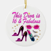 16 UND FABULOUS DIVA KERAMIK ORNAMENT (Vorne)