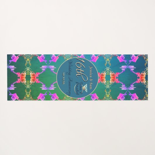 16. Wachs & Statice Blume Jahrestag Yogamatte (Rückseite (Horizontal))