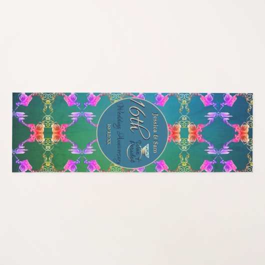 16. Wachs & Statice Blume Jahrestag Yogamatte (Vorderseite (Horizontal))