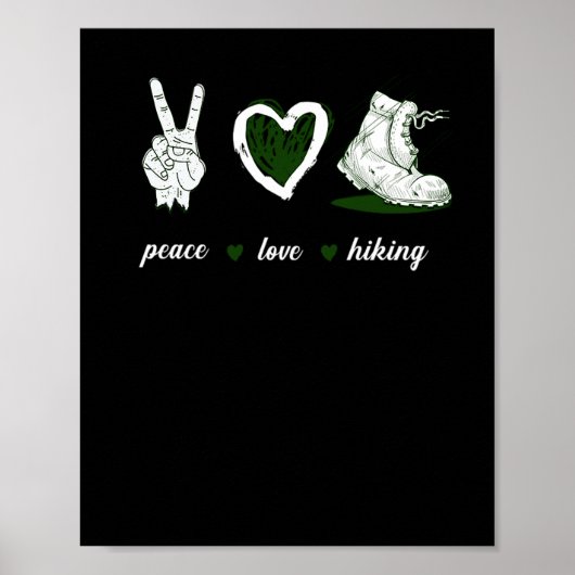 16.Wandern Peace Liebe Wanderherz Poster (Vorne)