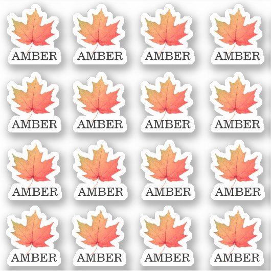 16 Waterproof Amber Maple Leaf Grading Labels (Vorderseite)