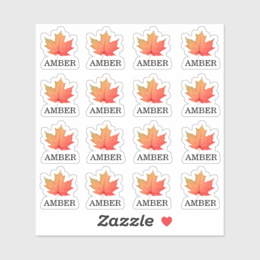 16 Waterproof Amber Maple Leaf Grading Labels (Blatt)
