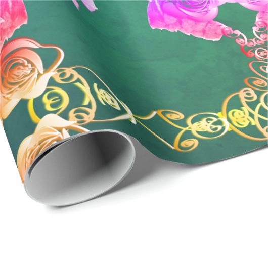 16. Wax & Statice Blume Hochzeitstag Geschenkpapier (Rolleneckpunkt)