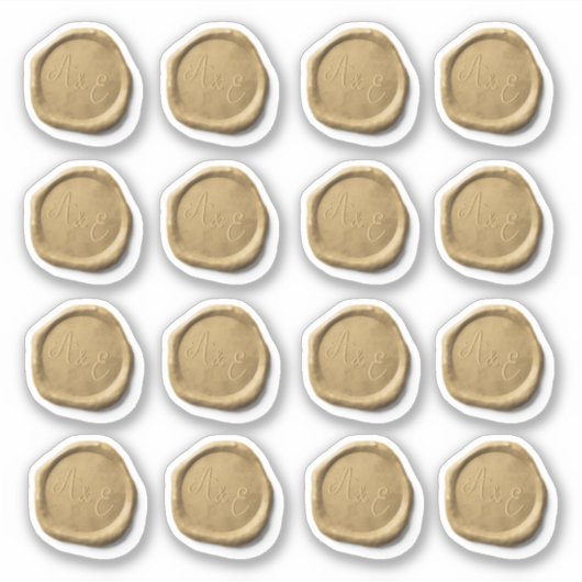 16 Wedding Envelope Imitate Gold Wax Siegel Aufkleber (Vorderseite)