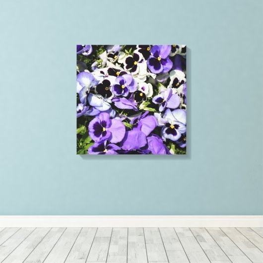16"x16" Lila Stiefmütterchen Leinwanddruck (Insitu (Holzboden))