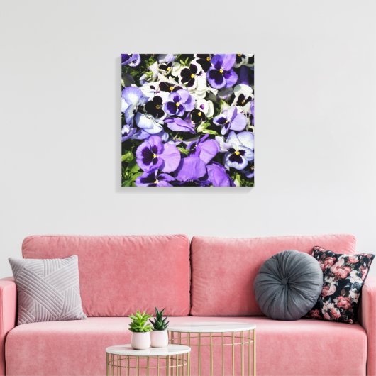 16"x16" Lila Stiefmütterchen Leinwanddruck (Insitu (Wohnzimmer))