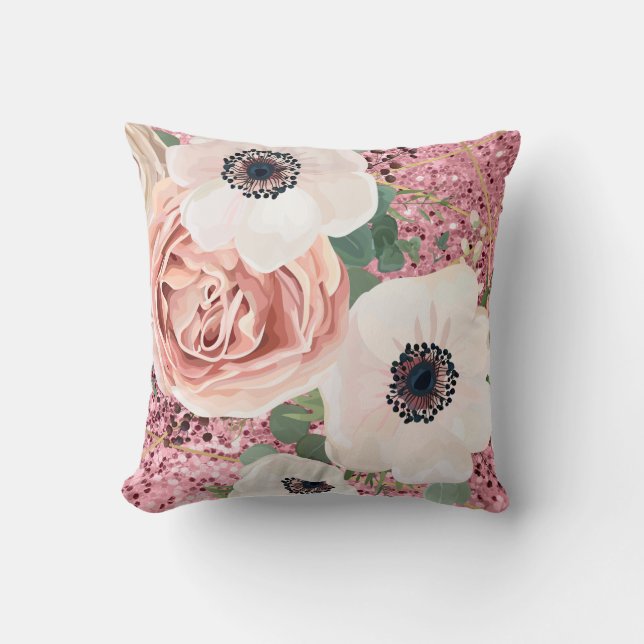 16"x16" Throw Kissen Geometrischer Garten Rose Gli (Vorderseite)