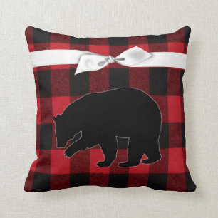 16"x16" Throw Pillow Red Buffalo Kariert Bear Blac Kissen