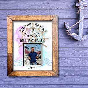 16"x20" Nautical Birthday Welcome Sign Poster