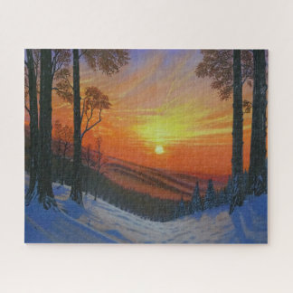 16"x20" Puzzle - "Sonnenuntergang über dem schneeb