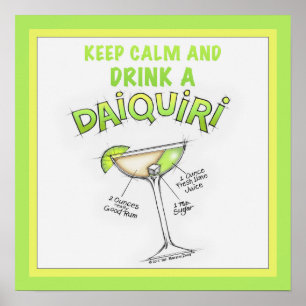 16" X 16" DAIQUIRI RECIPE COCKTAIL ART POSTER