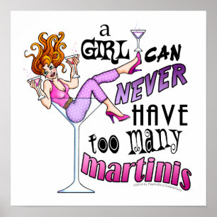 16" X 16" PLAKAT - ZU VIELE MARTINIS