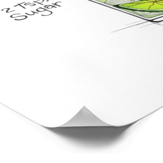 16" x 16" POSTER - MOJITO RECIPE COCKTAIL ART (Ecke)