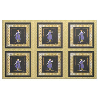16 x 16 Zoll Erte Lady in Blue Panels Stoff
