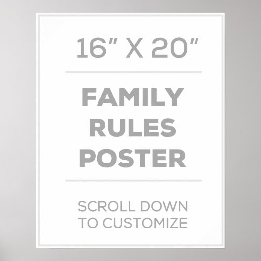 16" x 20" Familienreglerplakat Poster (Vorne)