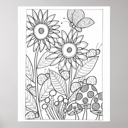16"x 20" Ladybugs und Schmetterling mit Blume Poster (Vorne)
