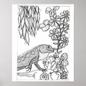 16"x 20" Lizard mit Blume-Färbung Poster (Vorne)