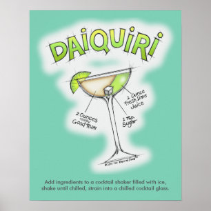 16" x 20" POSTER - DAIQUIRI-REZEPT COCKTAIL-KUNST