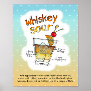 16" x 20" POSTER, WHISKEY SOUR REZEPT COCKTAIL KUN Poster