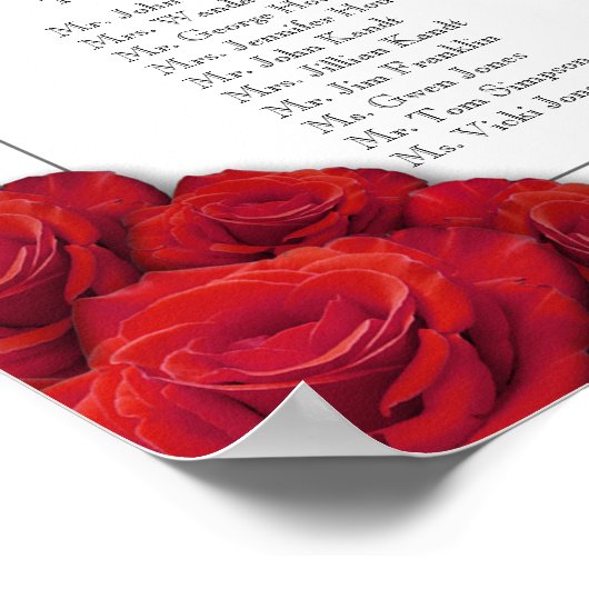 16 x 20 Rote Rosen Sitzplan Poster (Ecke)