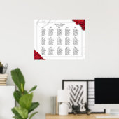 16 x 20 Rote Rosen Sitzplan Poster (Heimbüro)