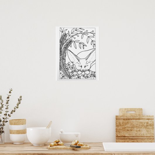 16"x 20" Schlafen Fennec Fox Färbung Poster (Küche)