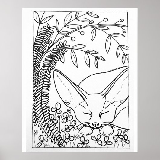 16"x 20" Schlafen Fennec Fox Färbung Poster (Vorne)