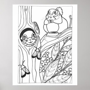 16"x 20" Sibirische Flughörnchen Malvorlage Poster