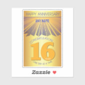 16 Year | Golden Ray 12 Step CUSTOM NAME Aufkleber (Blatt)