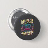 16 Year Old Boy Level 16 Gamer 2010 16th Birthday  Button (Vorne & Hinten)