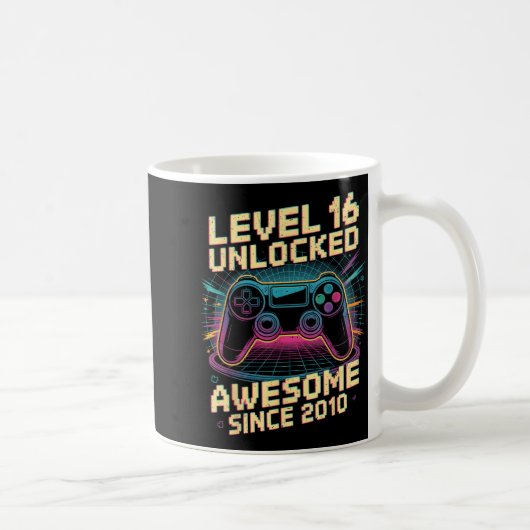 16 Year Old Boy Level 16 Gamer 2010 16th Birthday Kaffeetasse (Rechts)