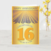 16 Year Sober Anniversary | Golden Ray 12 Step  Karte (Gelbe Blume)