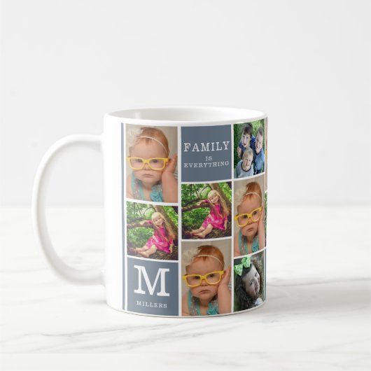 16 Zitat zur Familiennamen-Collage Mit Monogramm Kaffeetasse (Links)
