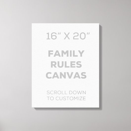 16 Zoll x 20 Zoll Familienregeln Leinwand (Vorderseite)
