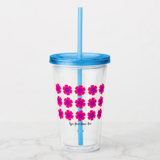 16oz-Acryltumbler mit Strohhalm und Blumendesign Acryltrinkbecher