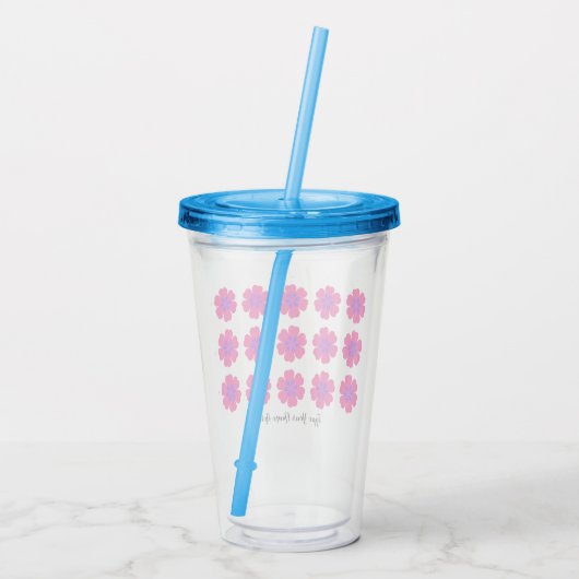 16oz Akryltumbler mit Straw- und Blumenmuster Acryltrinkbecher (Rückseite)