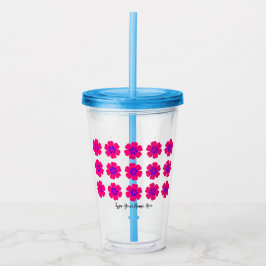 16oz Akryltumbler mit Straw- und Blumenmuster Acryltrinkbecher