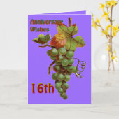 16th Anniversary wishes, customiseable Karte (Gelbe Blume)