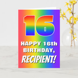 16th Birthday: Colorful, Fun Rainbow Pattern # 16 Karte