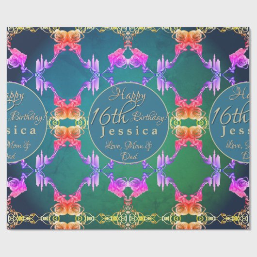 16th Birthday  Geschenkpapier (Flach)