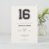 16th Birthday Invitation - Minimal Sport Style Einladung (Stehend Vorderseite)