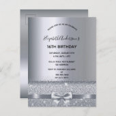 16th birthday party silver sparkle invitation postkarte (Vorne/Hinten)