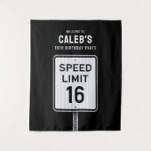 16th Birthday Speed Limit Backdrop Wandteppich (Vorderseite)