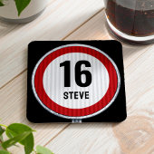 16th Birthday Speed Limit CUSTOMIZABLE Rechteckiger Pappuntersetzer