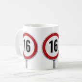 16th Birthday Speed Limit Kaffeetasse (Vorderseite Links)