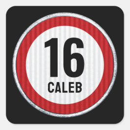 16th Birthday Speed Limit Quadratischer Aufkleber