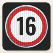 16th Birthday Speed Limit Rechteckiger Pappuntersetzer (Vorderseite)